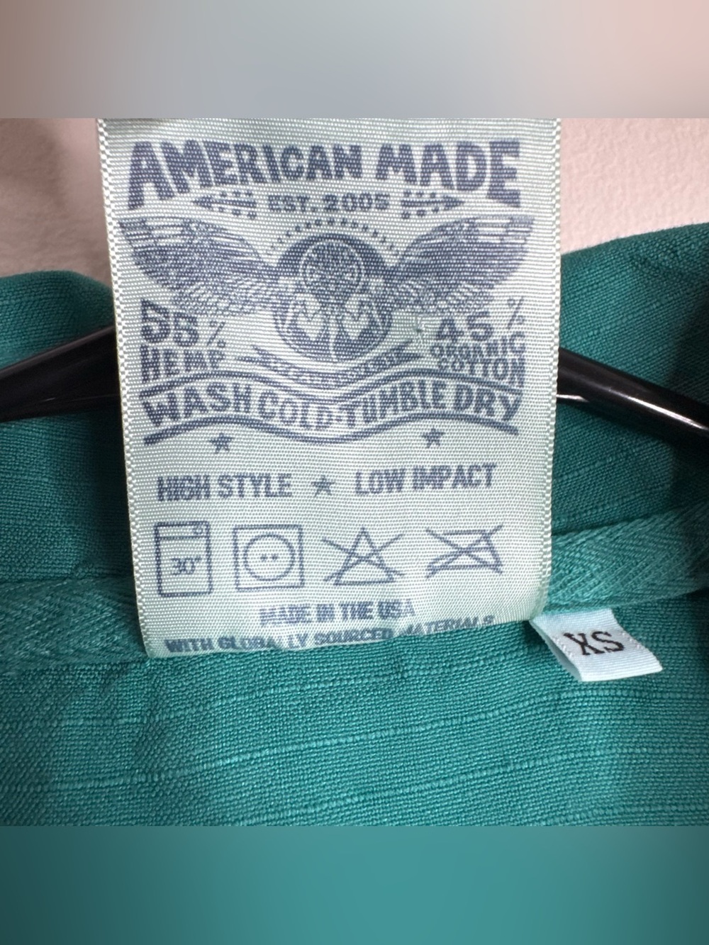 Jungmaven Shoreline Anorak Teal Hooded Jacket Hemp Cotton Unisex Size XS - Picture 4 of 10